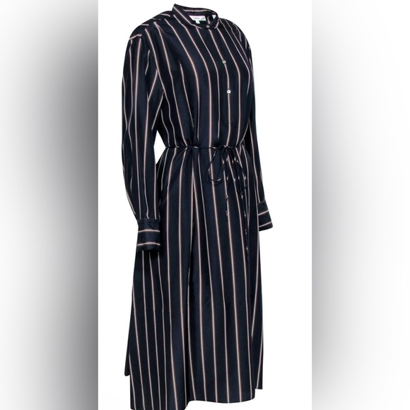 Vince Navy and Beige Striped Long Sleeve Dress - Picture 4 of 4